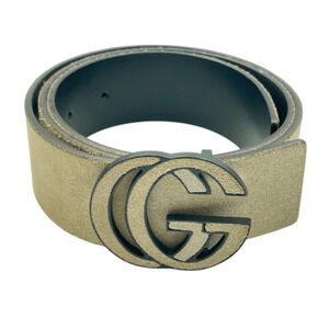 Gucci GG Logo Suede Leather Belt Light Beige Size 75